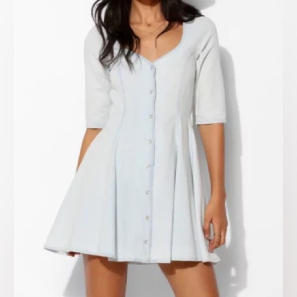 For Love And Lemons Light Blue Button-Front Mini Dress